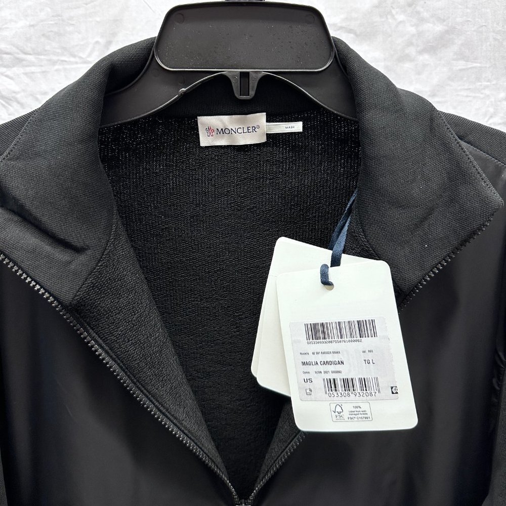 NEW Moncler Logo Tape Cotton Jersey Track Jacket Large - Picture 6 of 9